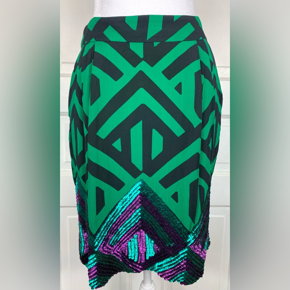 Anthropologie Carnation Lily Lily Rose Art Deco Sequined Skirt w/ Pockets - Sz 6